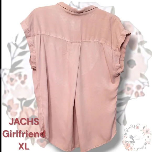 JACHS Girlfriend Dusty Rose Button Up Cap Sleeve Top XL - Picture 6 of 8